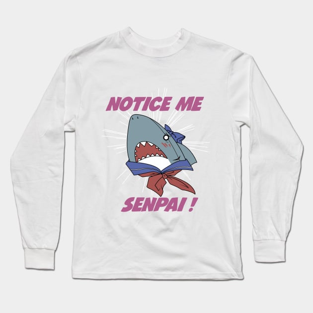 Senpai Shark Long Sleeve T-Shirt by VCalavera